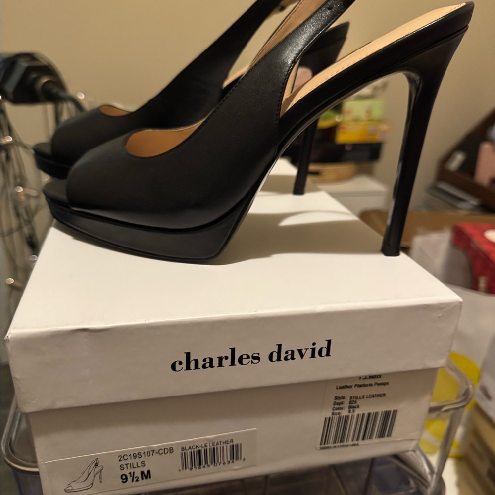 Charles David Black Platform Heels
